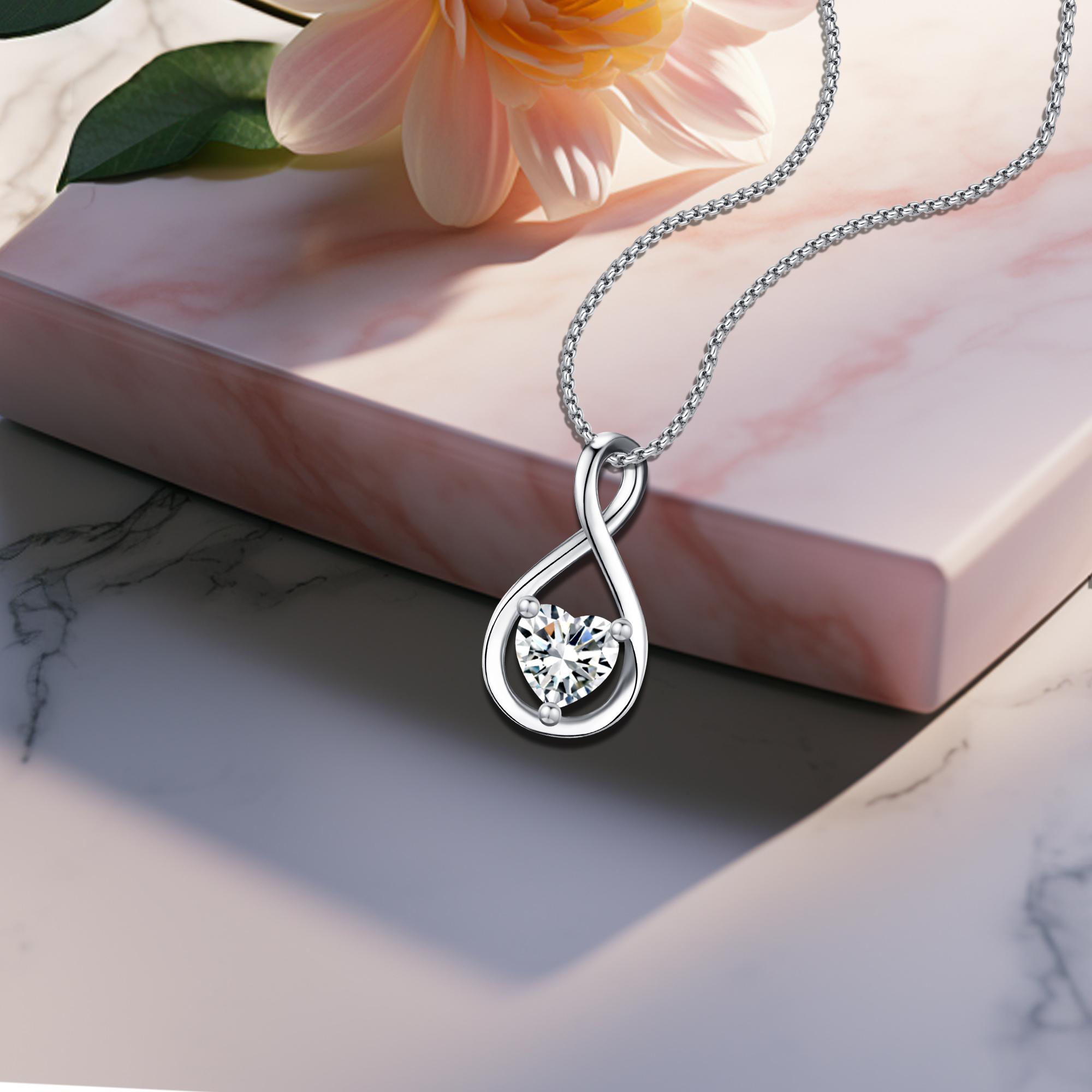 Heart Shaped Necklace Infinity Heart Birthstone Necklace Pendant Gift for Women Girls Anniversary Birthday Mother's Day Gifts Valentine's Day Gift Jewelry for Mom Wife Girlfriend Sister Heart Shaped Necklace Infinity Heart Birthstone Necklace Pendant Gift for Women Girls Anniversary Birthday Mother's Day Gifts Valentine's Day Gift Jewelry for Mom Wife Girlfriend Sister