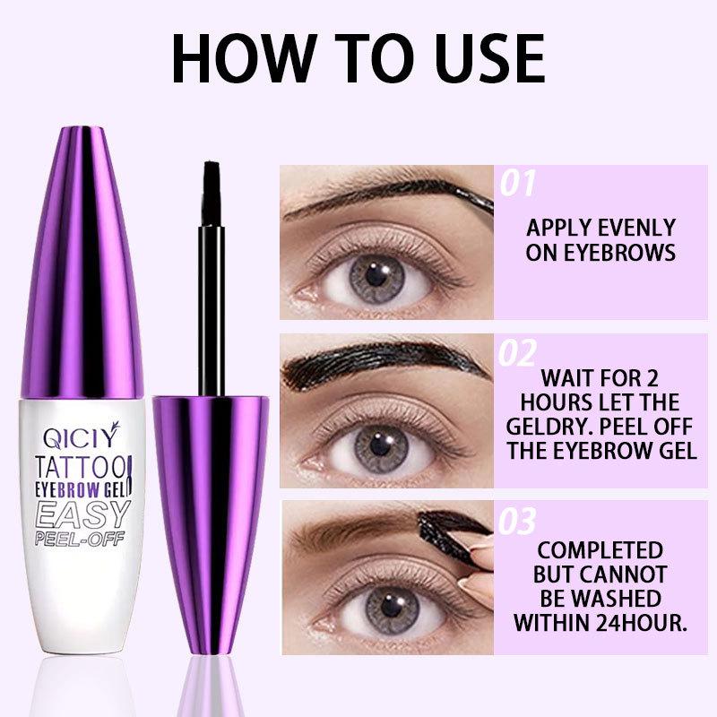 Easy Peel Eyebrow Gel - waterproof andsweatproof, long-lasting black or brown tattoocolor, film-forming, coverage, creates eyebrowtattoo effect, suitable for all skin types makeup color Tech 01 Cosmetic eyebrowtint