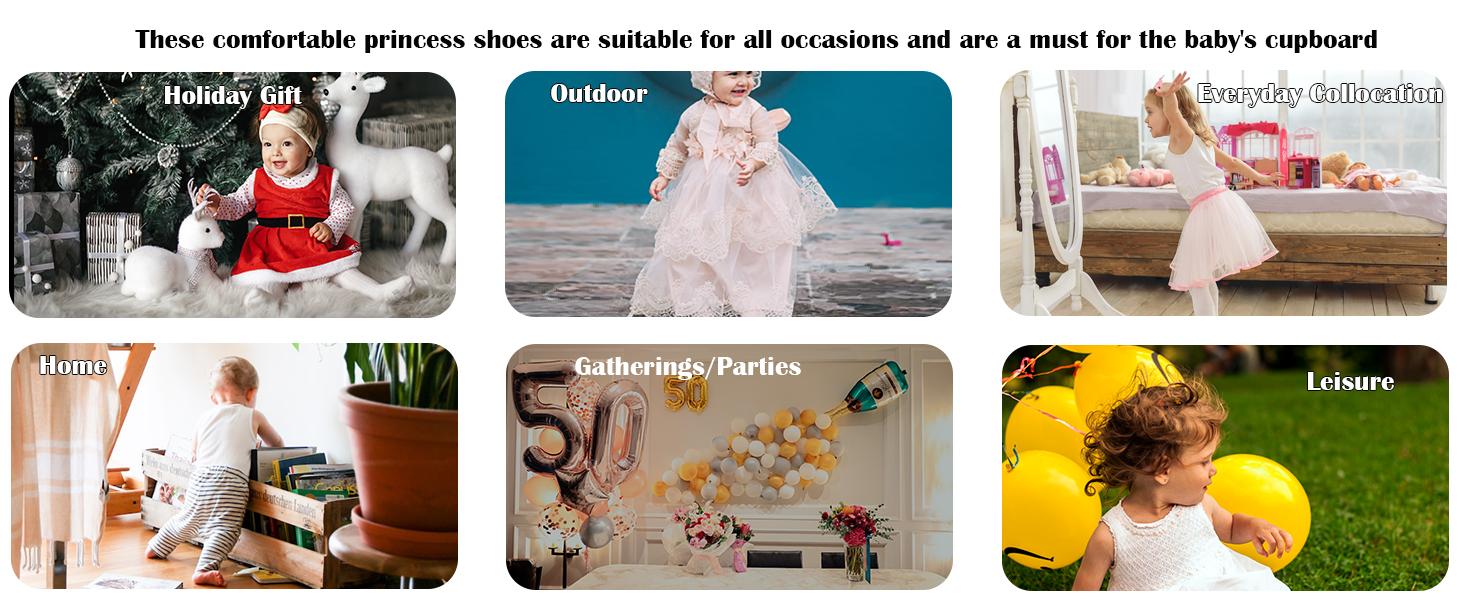 Baby Girls Mary Jane Flats Shoes Anti-Slip Rubber Sole Infant Toddler Princess Wedding Dress Shoes