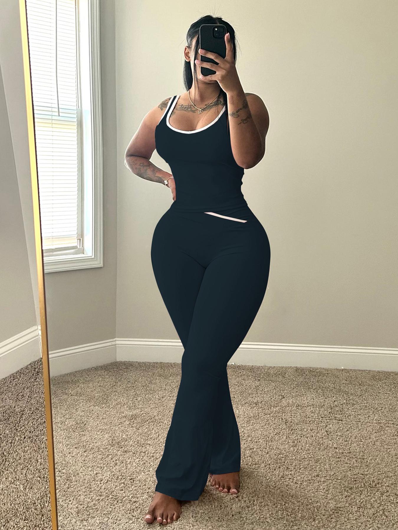 USBoutique Chic Colorblock Crmon Tank &. Dlarod PanteSet | Women's Sleeveless Gym YogaOutfit USBoutique Chic Colorblock Crmon Tank &. Dlarod PanteSet | Women's Sleeveless Gym YogaOutfit