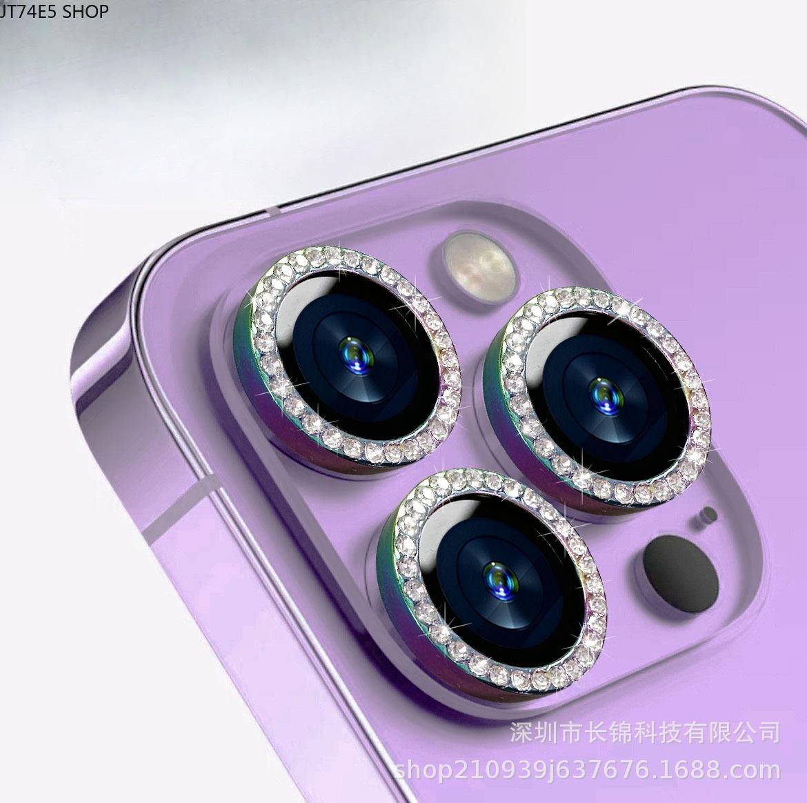 Fashion Accessory 9H Tempered Glass Camera Protector with Shiny Glitter Diamond Lens Film, Gold Eagle Eye Metal Ring, Easy-Install Mobile Accessory for iPhone 12 Pro Max/13/13 Mini/15/16 Pro Max/17 [Single Piece], [Single Piece] 13/13Mini/12Promax