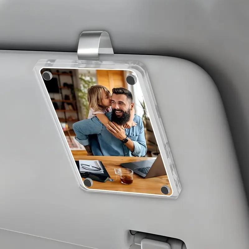 Personalized-Acrylic Car Sun Visor Photo Frame Clip, Wallet Photo Holder, Stylish Automotive Accessory, Unique Gift for Couples, Car Accessories