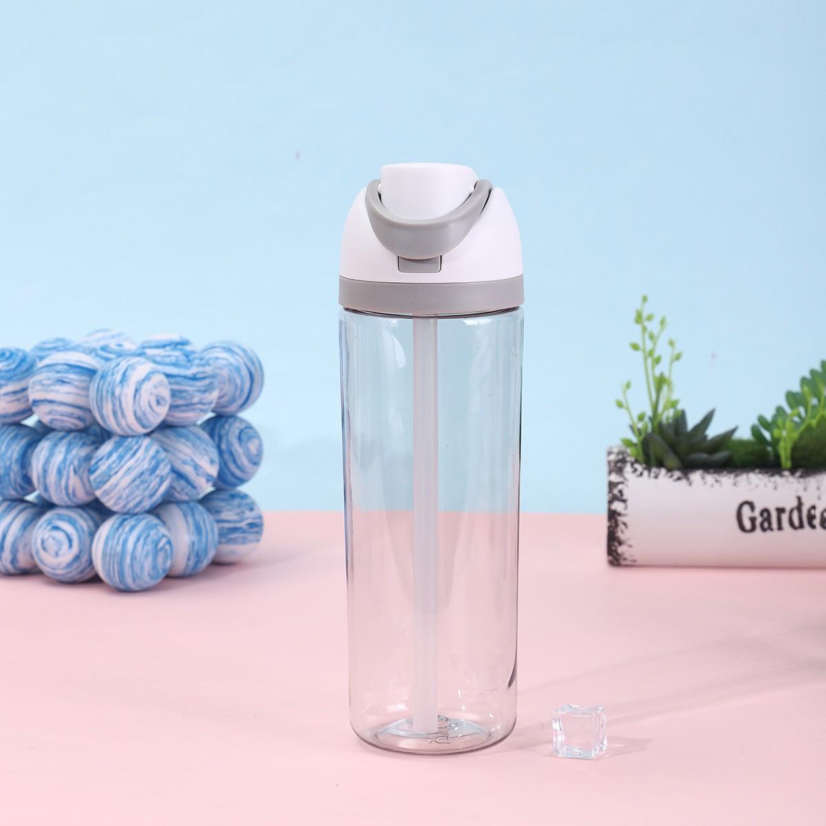 Transparent Plastic Fruit Cup, Large Capacity Outdoor Sports Water Bottle, Leak-Proof Dual Straw Cup, Perfect for Hiking & Camping