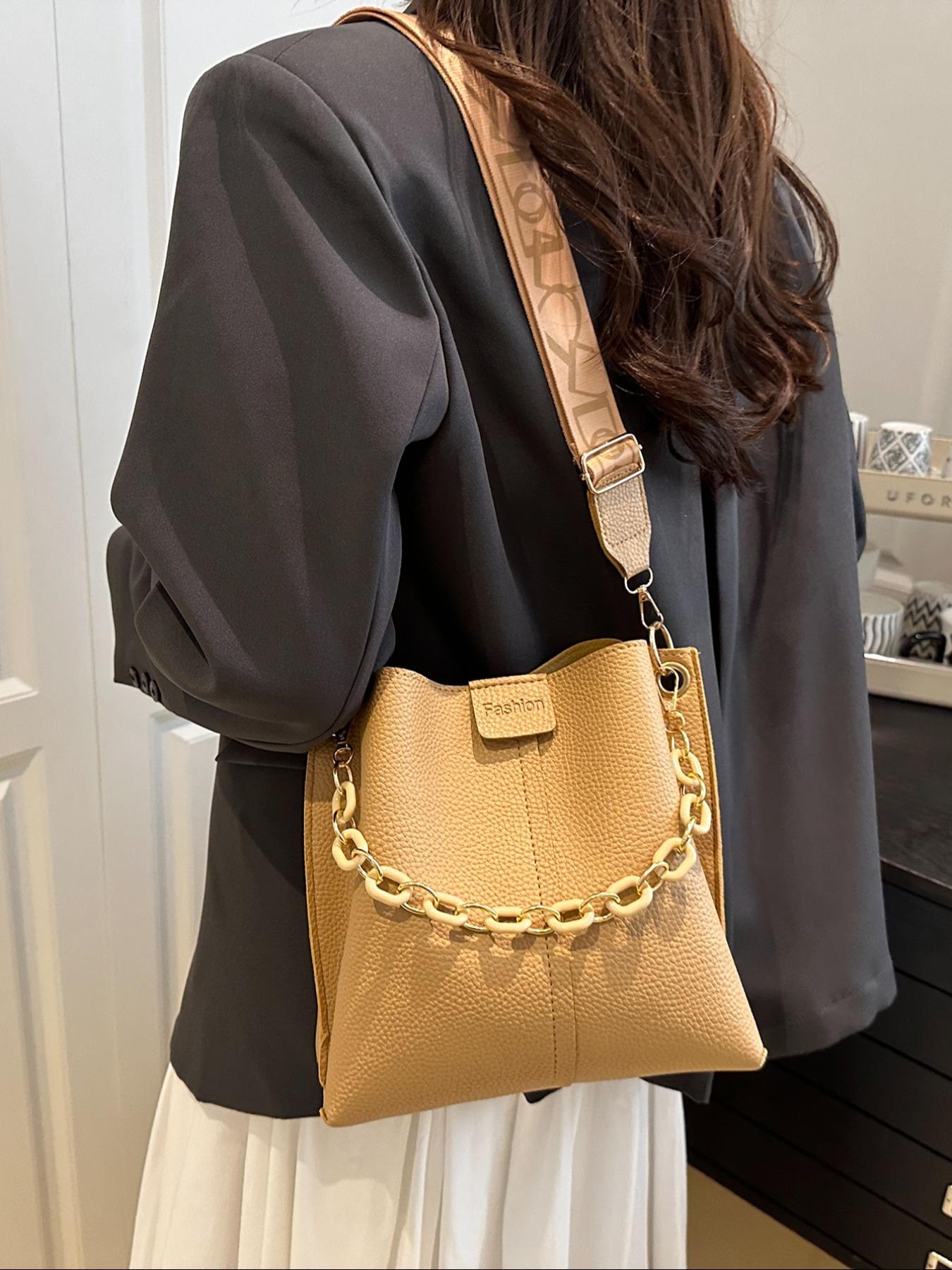 Women's PU Handbag, Casual Crossbody Shoulder Bag, Fashion Bucket Bag, Elegant Daily Use Accessory, Fashionable Bucket Bag, All Seasons