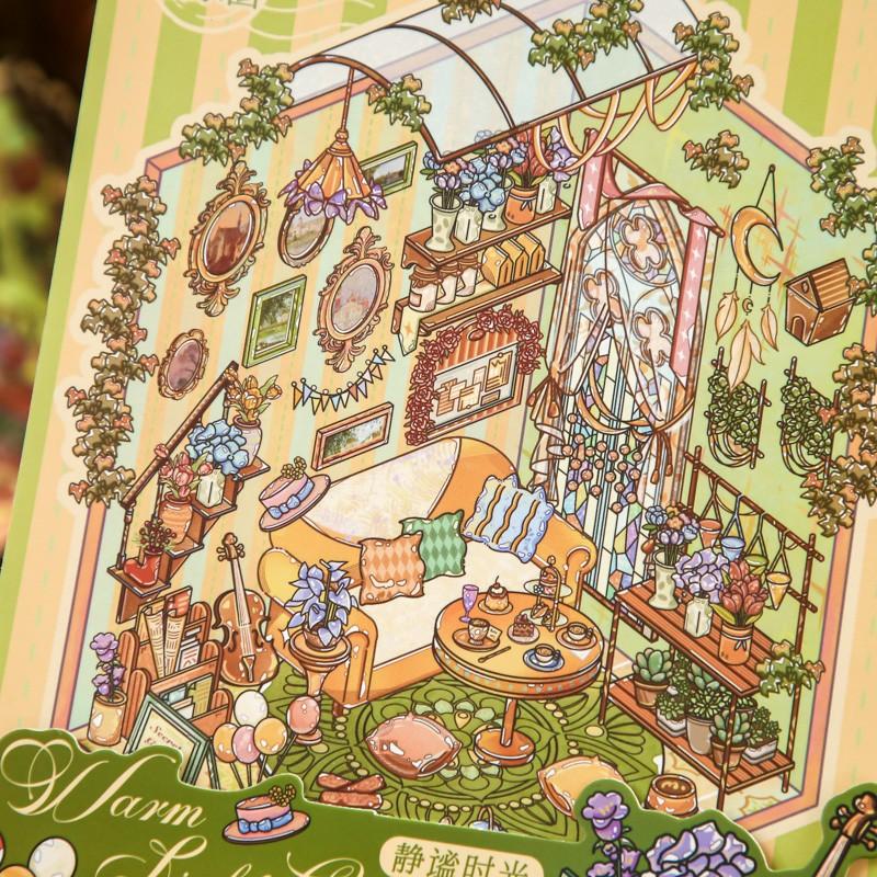 3 Sheets/bag PVC Pack, Warm Light House Series Decorative Material, Hand Account Stationery Diary Sticker Water Bottle Multi-Scene Decoration