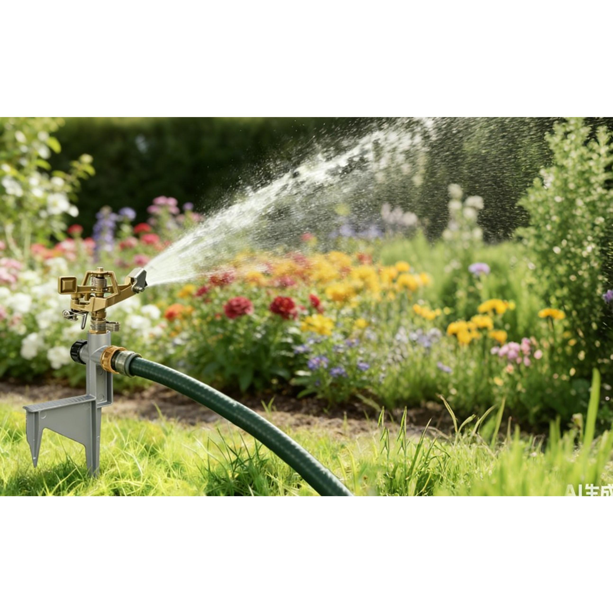 2 Pack Zinc Alloy Impact Sprinklers for Yard, Stainless Steel Pulsating Water Sprinkler Head on Spike Base, Adjustable Water Sprinklers for Large Area Patio Lawn Garden Irrigation
