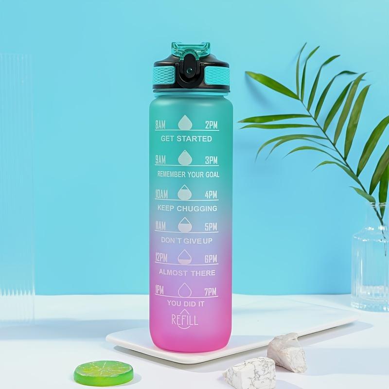 Leak-Proof Sporty Travel Water Bottle, Gradient Color Fitness Cup, Portable Hydration with Motivational Quotes, Ideal for Summer & Fall