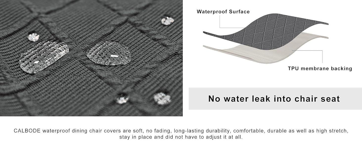 Waterproof Seat Covers for Dining Room Chairs Set of 4 with Stretch Bench Slipcover Chair Covers Removable Washable Chair Seat Cushion Protector(Dark Gray, 5 PCS)