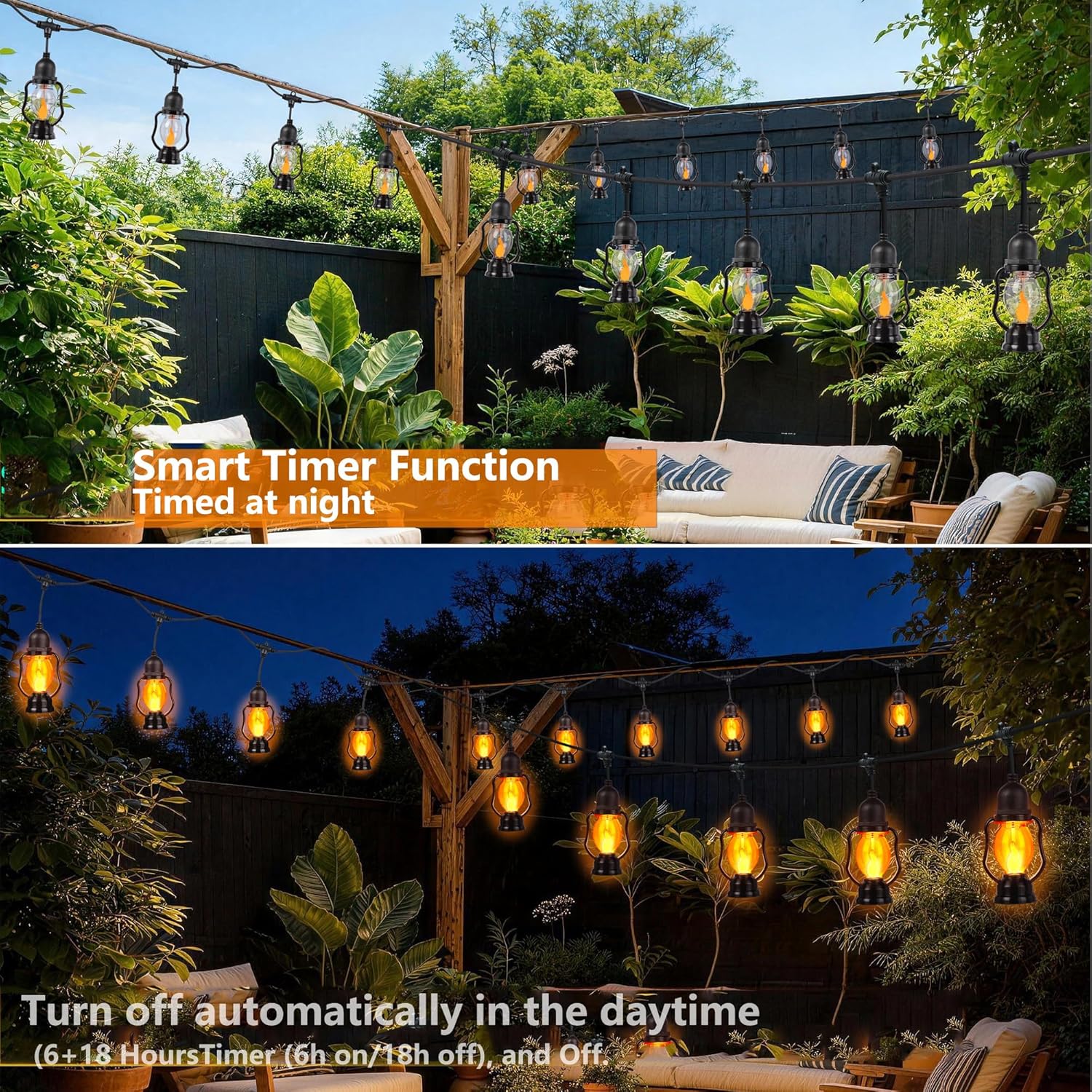 Flame Outdoor String Lights, 21FT Patio Lights with 10 Flickering Flame Bulb, Timer, LED Outdoor Decorative Orange Lights for Patio, Yard, Bistro, Porch, Garden Decor Flame Outdoor String Lights, 21FT Patio Lights with 10 Flickering Flame Bulb, Timer, LED Outdoor Decorative Orange Lights for Patio, Yard, Bistro, Porch, Garden Decor