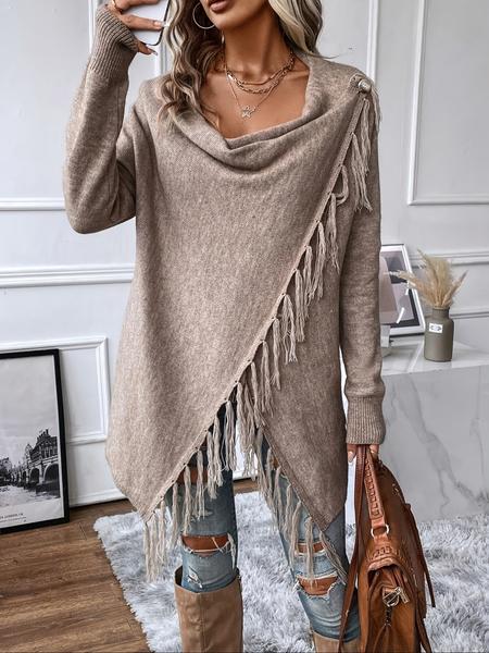 Women's Elegant Faux Fur Shawl Collar Sweater Coat, Long Sleeve Button Front Winter Outerwear, Thick Knit Casual Fashion Jacket