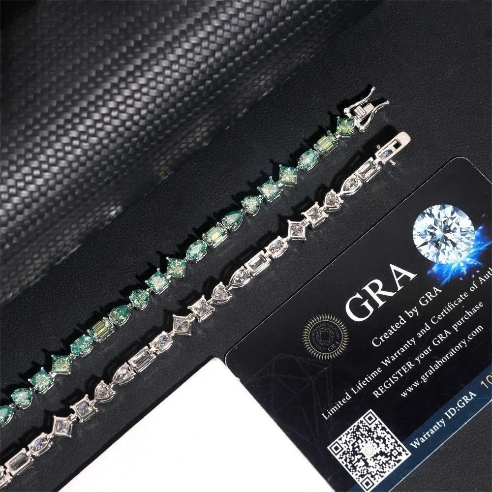 [ICE HUE]18K Gold Vacuum Plated S925 with 5A+ Sri Lanka Moissanite Bracelet Miami Italy Mexico & Micro Inspired for Women & Men Luxury Jewelry, Casual Fashion, Gift Idea, Classic Hip Hop, Simple Sporty Style VVS Moissanite Special - shaped Combination Ten