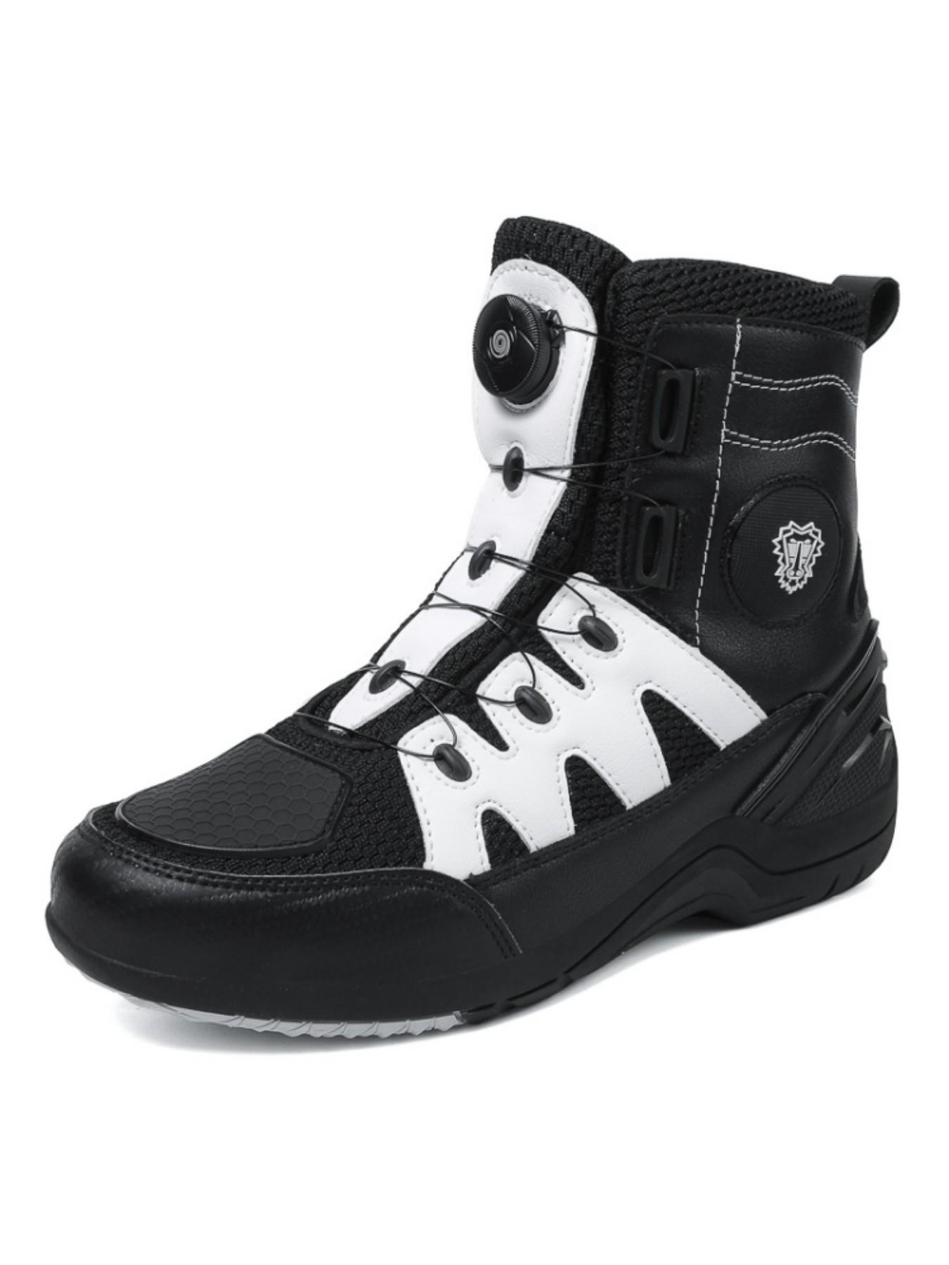 Men's Motorcycle Riding Boots, Anti-Slip Durable Comfortable Racing Shoes, Waterproof Protective Design, Ideal for Motorbike Enthusiasts