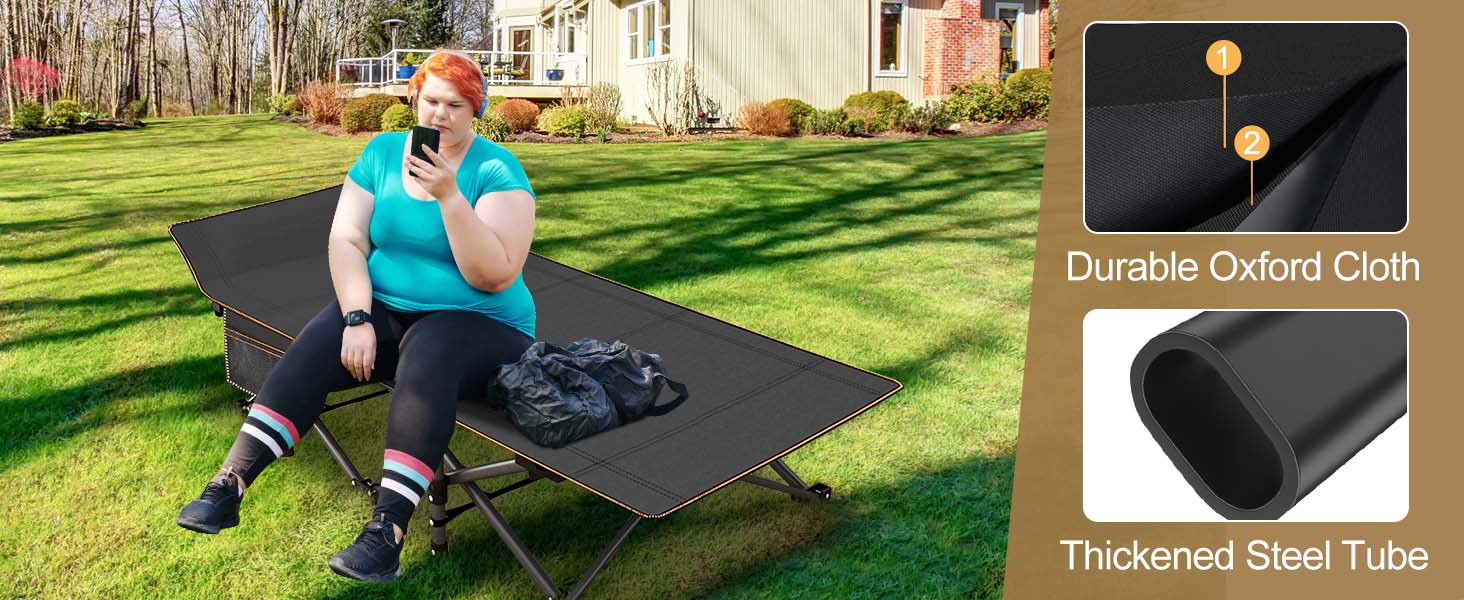 DoCred Oversized XXL Folding Camping Cot with Comfortable Mattress Cots for Sleeping with Pad Heavy Duty Camping Bed Sleeping Cot Include Carry Bag Camping Cots for Adults Home Office Nap Vocation Outdoor