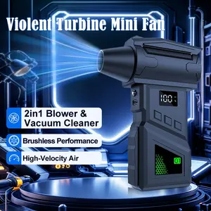 Brushless Turbine Mini Hair Dryer, Five-Speed Adjustable, Rechargeable, Portable Electric Fan, Ideal for Car, Computer, Home, Outdoor Use