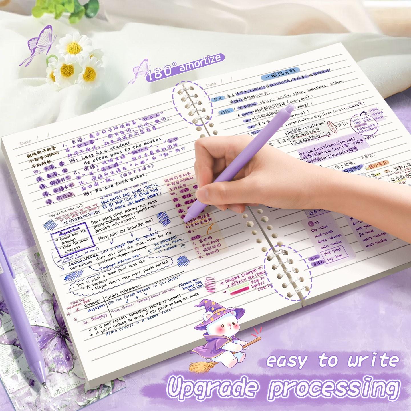 A loose-leaf notebook, Loose leaf notepad, with a beautiful butterfly design, featuring cute pink, blue butterfly covers, thick pages to prevent inkpage, suitable for detailed notes, schoolwork, and personal diaries, Spiral Notebook