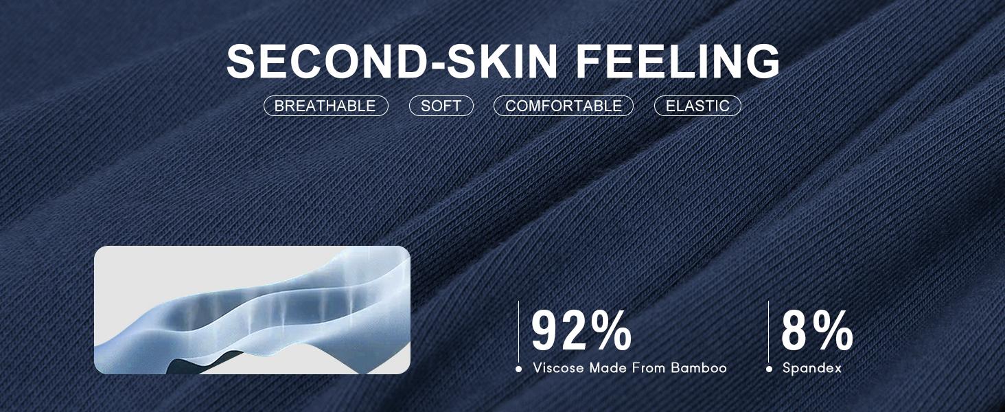 BAMBOOCOOL Men's Long Boxer Briefs 5 Pack - Soft Breathable Comfort Underwear with Lengthened Elastic Waist & No Ride-Up Design for Athletic Performance Menswear Activewear Sport SpringStatements