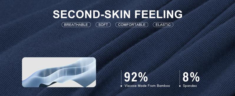 BAMBOOCOOL Men's Long Boxer Briefs 5 Pack - Soft Breathable Comfort Underwear with Lengthened Elastic Waist & No Ride-Up Design for Athletic Performance Menswear Activewear Sport