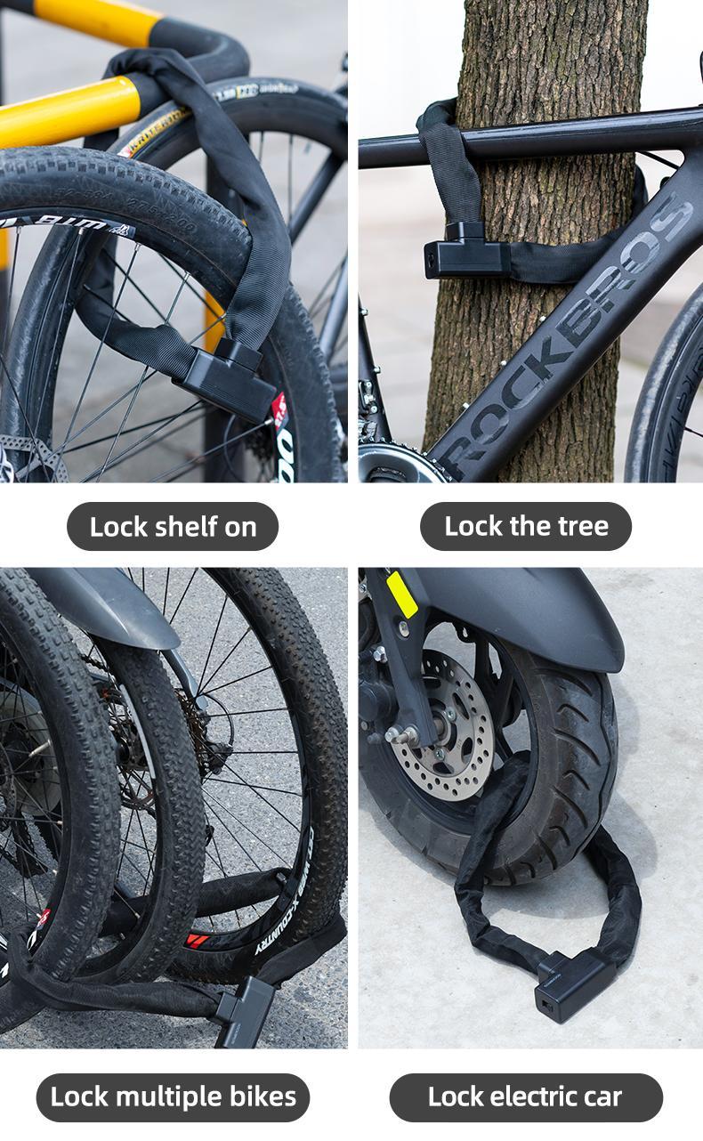 ROCKBROS Bike Chain Lock 3.18ft Heavy Duty Motorcycle Chain Locks 8mm Thick Anti-Theft Security Bicycle Lock with 2 Keys for Mountain Road Electric Bike, Motorcycles, Scooter, Door, Gates