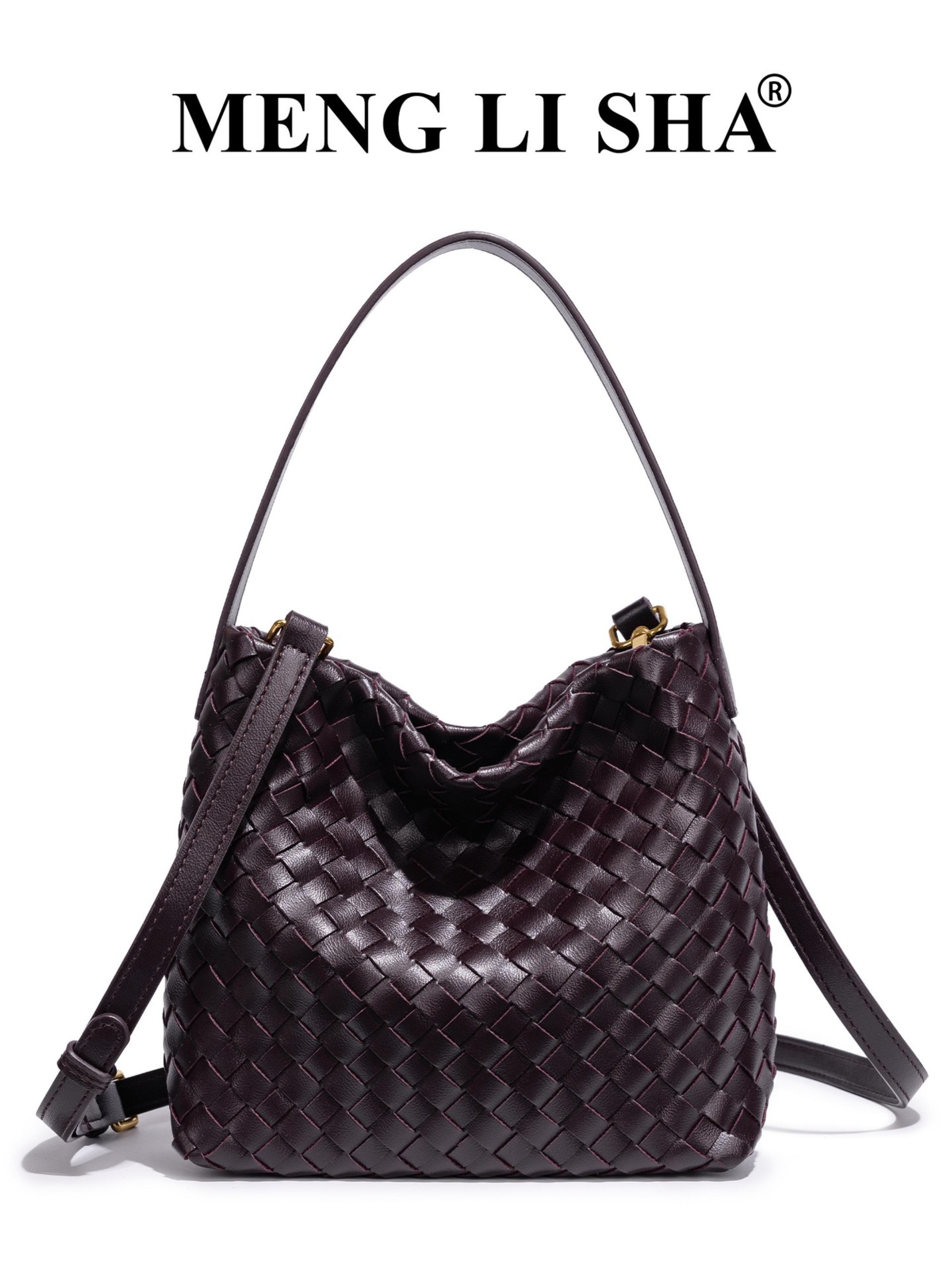 New Handmade Woven Tote Bag for Women, Luxury Bucket Bag, Lazy Style Commute Shoulder Crossbody Handbag, Large Capacity Leather Bag