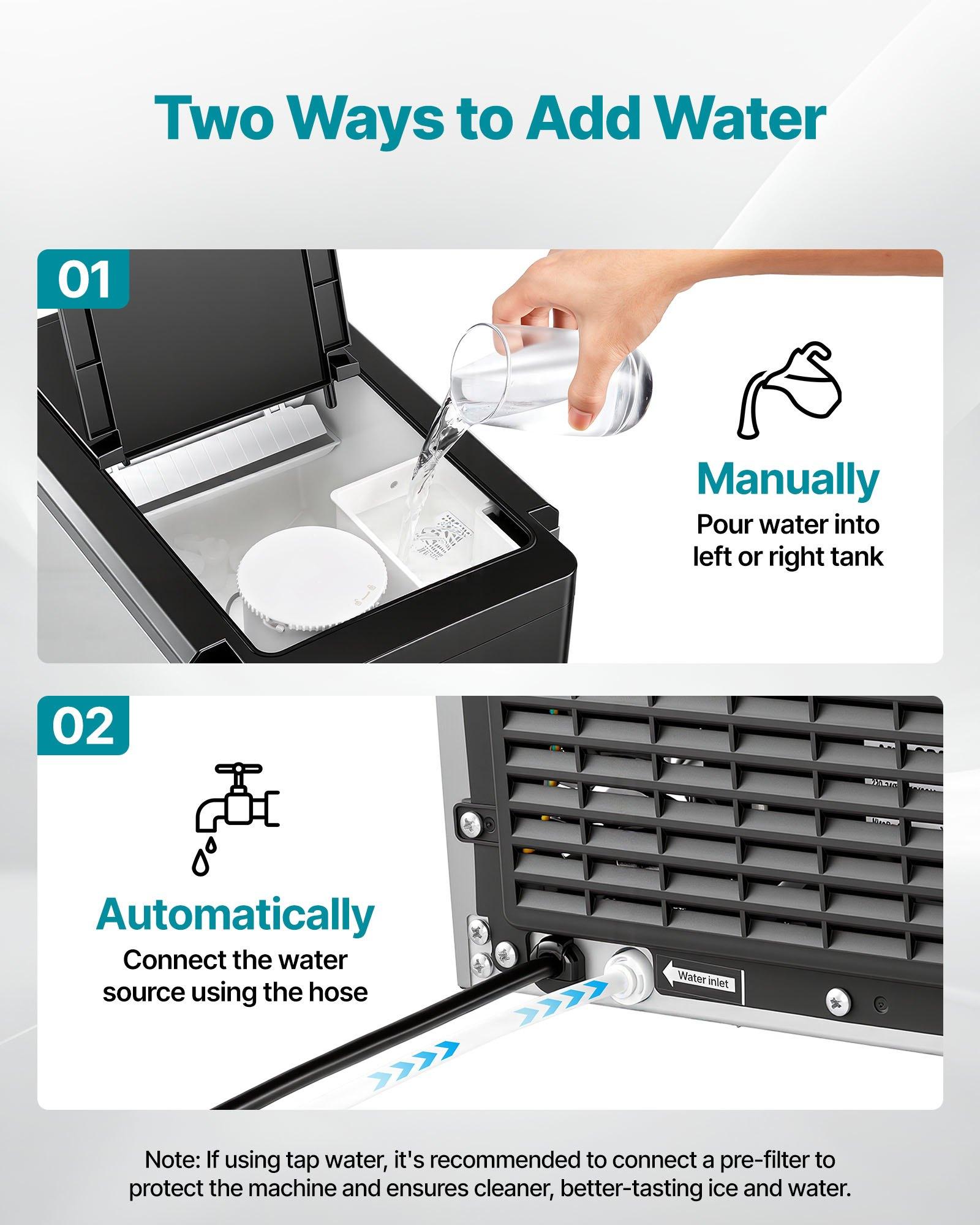 VEVOR Water Dispenser with Ice Maker, 3-in-1 Countertop Water Dispenser, 35 LBS/24H, 12 Cubes/7 Min Fast Ice Making with 4 LBS Storage, Bullet/Crushed Ices Cold-Water, for Home, Kitchen, Party