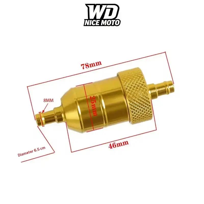 WD NICE MOTO 6mm Aluminum Alloy Fuel Filter, Universal Fit for Motorcycle Atv Quad, Available in Multiple Colors, Durable Cnc Material