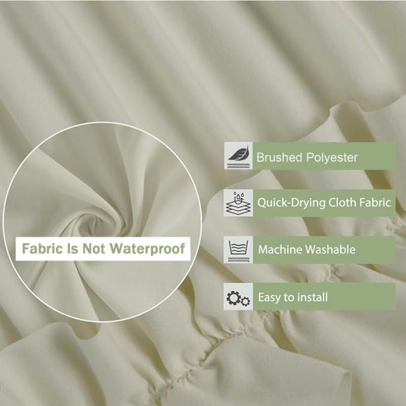 French Vintage Camel Ruffle Shower Curtain, Soft Polyester, Bathroom Decor, Hotel Bedroom Salon Curtains, Perfect Gift Choice