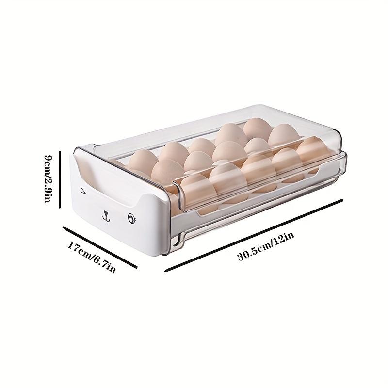 Egg Rack Organizer Drawer Design, Transparent Stackable Egg Box for Kitchen Storage, Refrigerator Organizer, Space-Saving Solution for Eggs & More
