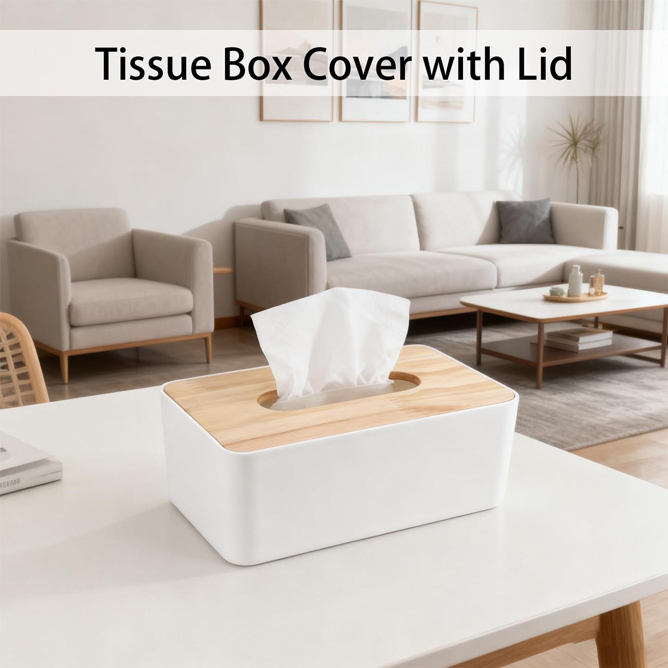 Rectangular covered tissue paper boxes, bamboo-covered tissue paper boxes, square bathroom decorative tissue paper boxes, napkin paper boxes, tissue paper boxes for home, car, home, office and bathroom use, Tissue Holder, Tissue Dispenser