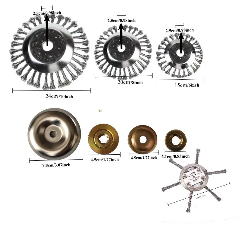 Small Lithium Battery Weed Wiper Brush, Universal Garden Grass Cutter, Fits 6-10 Inch Trimmer Blades, Rotating Steel Wire Weed Whacker Head