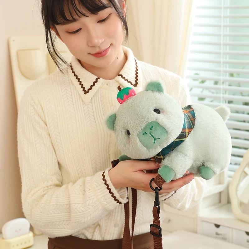 MyRytanda Kawaii Capybara Plush Backpacks Cute Animals Fuzzy Phone Bags Brown Capibara School Bags Childreen Birthday Gifts