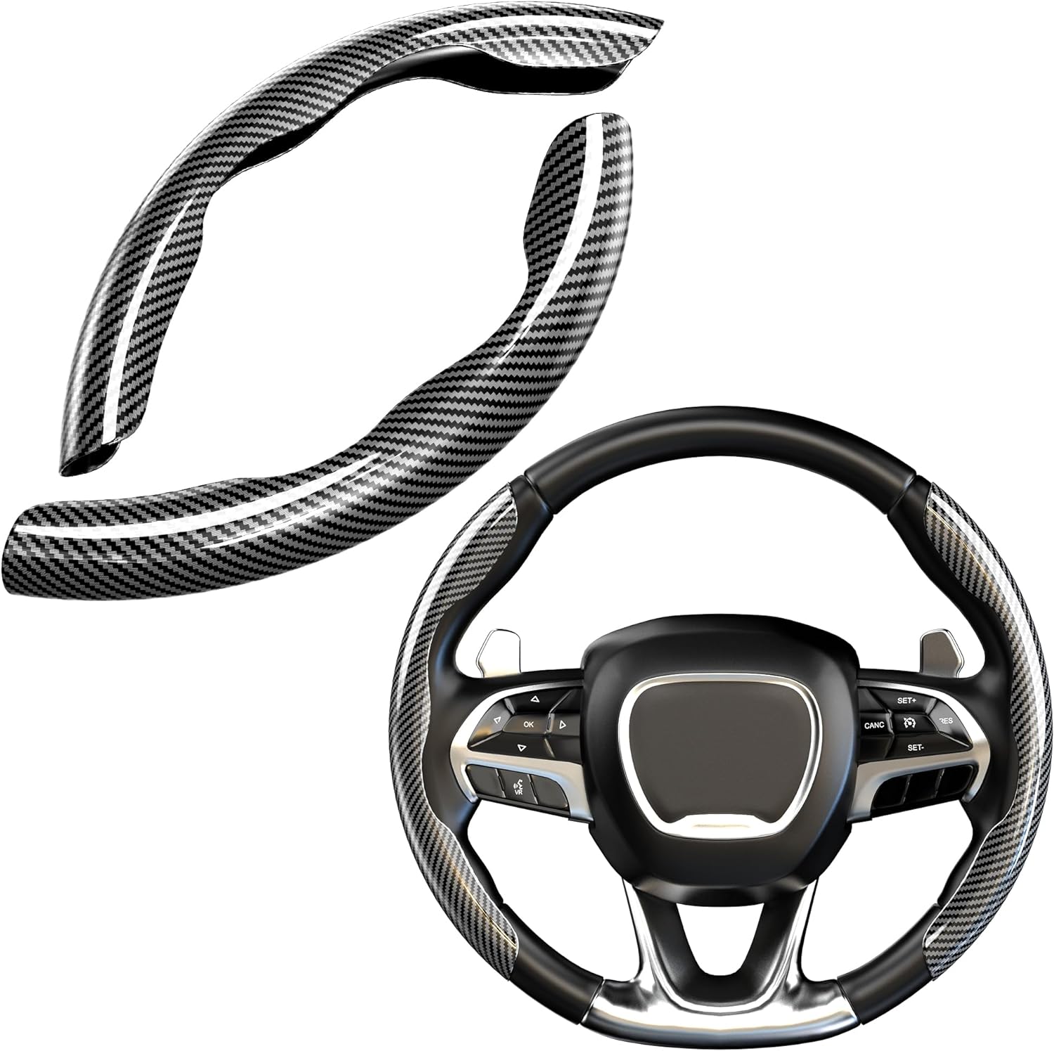 CROSSDESIGN Universal 15" Steering Wheel Cover, Car Anti-Skid Steering Wheel Cover 2pcs, Steering Wheel Grip Protector,Compatible with Most Car, Trucks, SUV, sedans,Decor Gadgets for car，Car Accessories
