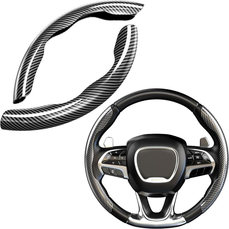 CROSSDESIGN Universal 15" Steering Wheel Cover, Car Anti-Skid Steering Wheel Cover 2pcs, Steering Wheel Grip Protector,Compatible with Most Car, Trucks, SUV, sedans,Decor Gadgets for car，Car Accessories