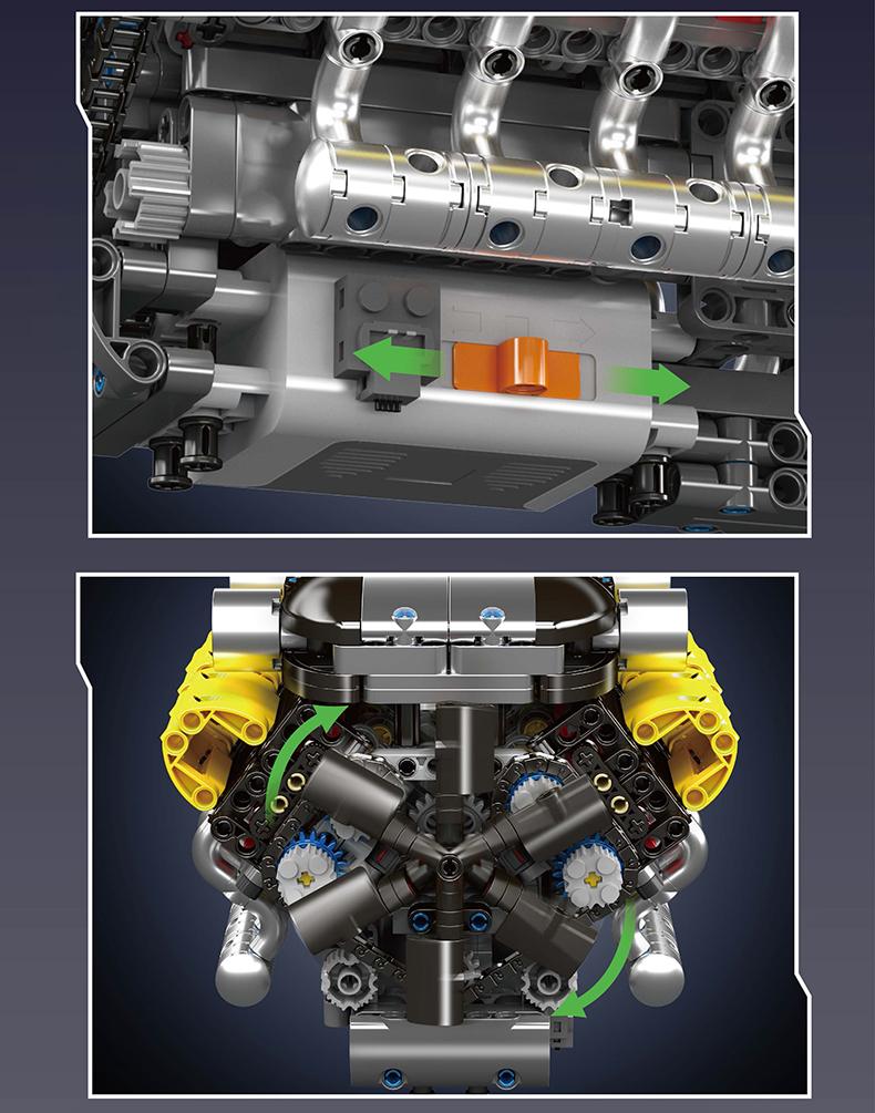 Mould King 10202 V12 Engine Engineering Motor Model Building Block STEM DIY Gift Adult Kid Toy Construction 1260 Pcs Miniature Set