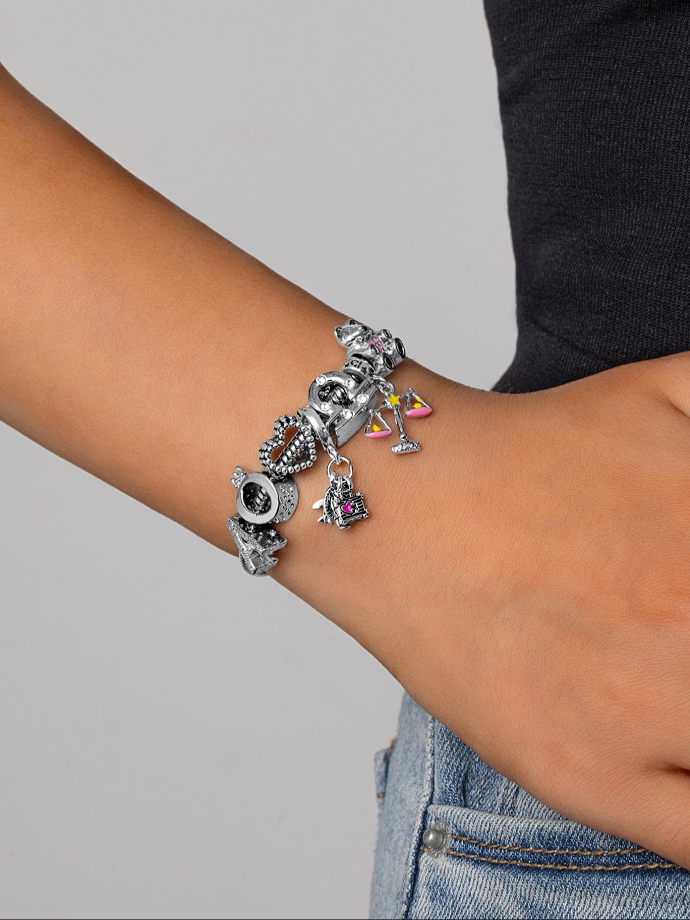 Elegant Bear Zodiac Pendant Necklace Bracelet Set, Zircon Heart Letter Jewelry for Women, Perfect Gift for Holidays Birthdays, Zirconia Jewelry Set