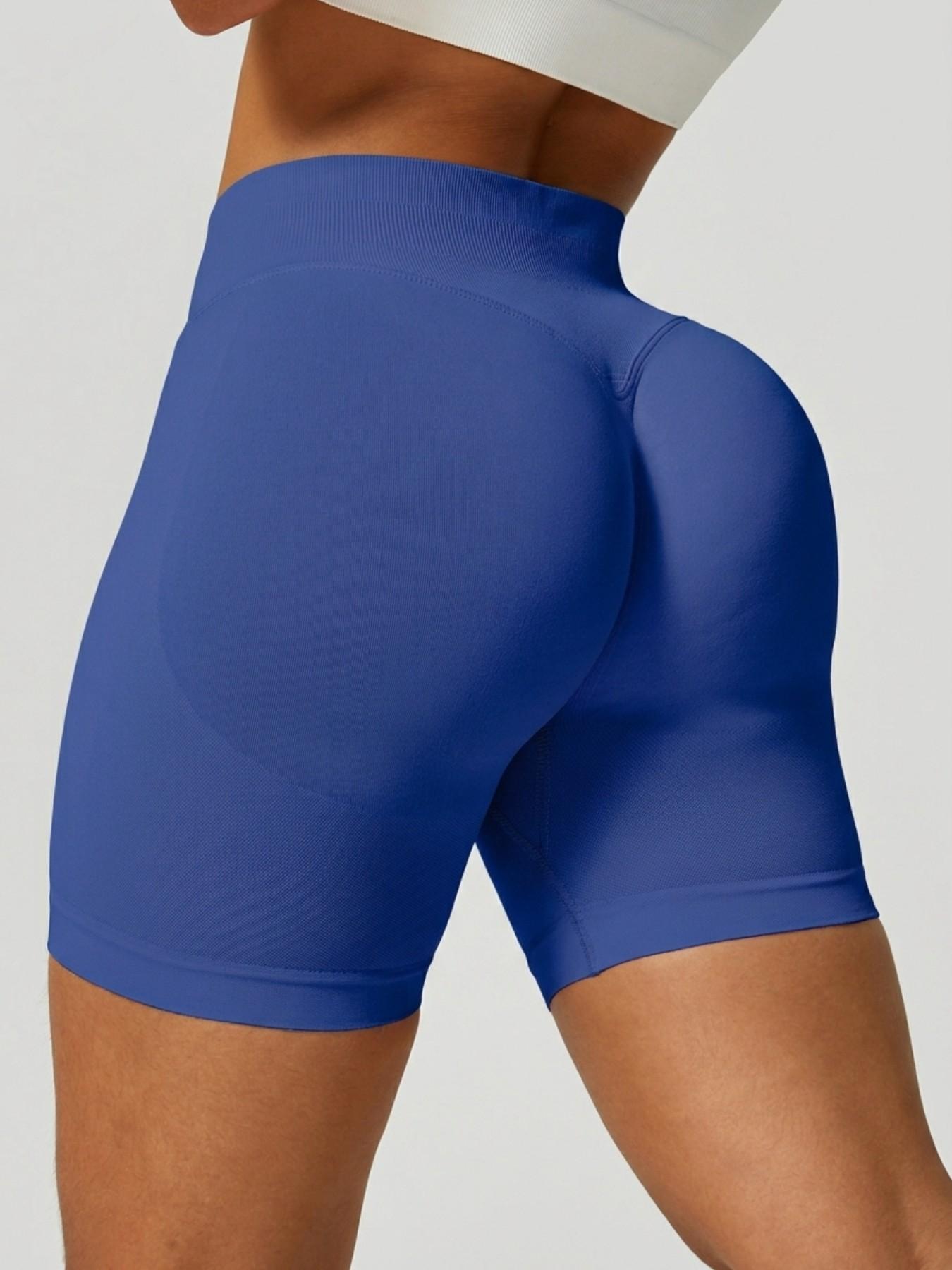Women's Solid Color Sports Shorts 4 Way Stretch No Show Breathable Soft Comfortable High Waist Butt Lifting Shaping Active Bottoms Shorts Gym Training Seamless Peach Butt Shorts Outdoor Running Cycling Indoor Pilates Daily Versatile Yoga Shorts