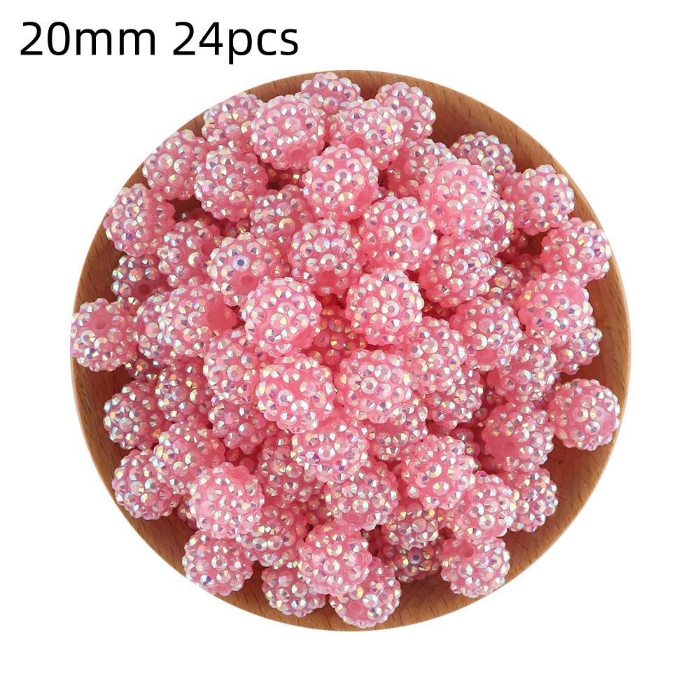 24pcs 14/16/20mm Resin Bayberry Ball Rhinestone Beads, Fashionable and Exquisite Acrylic Beads, Suitable for Pen Accessories, Bracelets Jewelry Making DIY Decorative Accessories