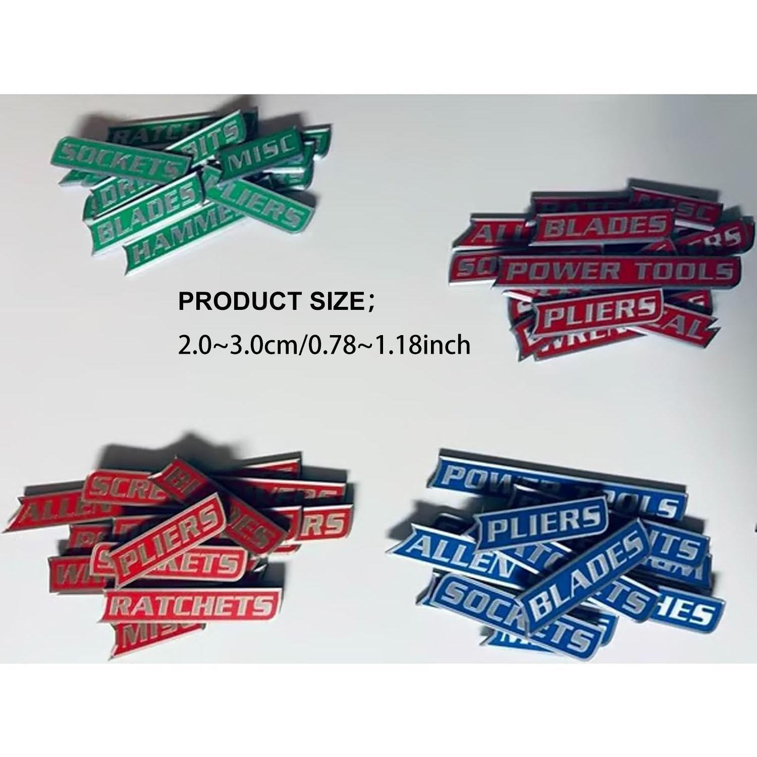 12 Pack of Magnetic Toolbox Labels, 3D-Printed Tool Box Labels, General Tool Box Organize Accessories, Reusable Tags for Steel Toolboxes, Carts, Drawers, and Cabinets, Strong Magnets