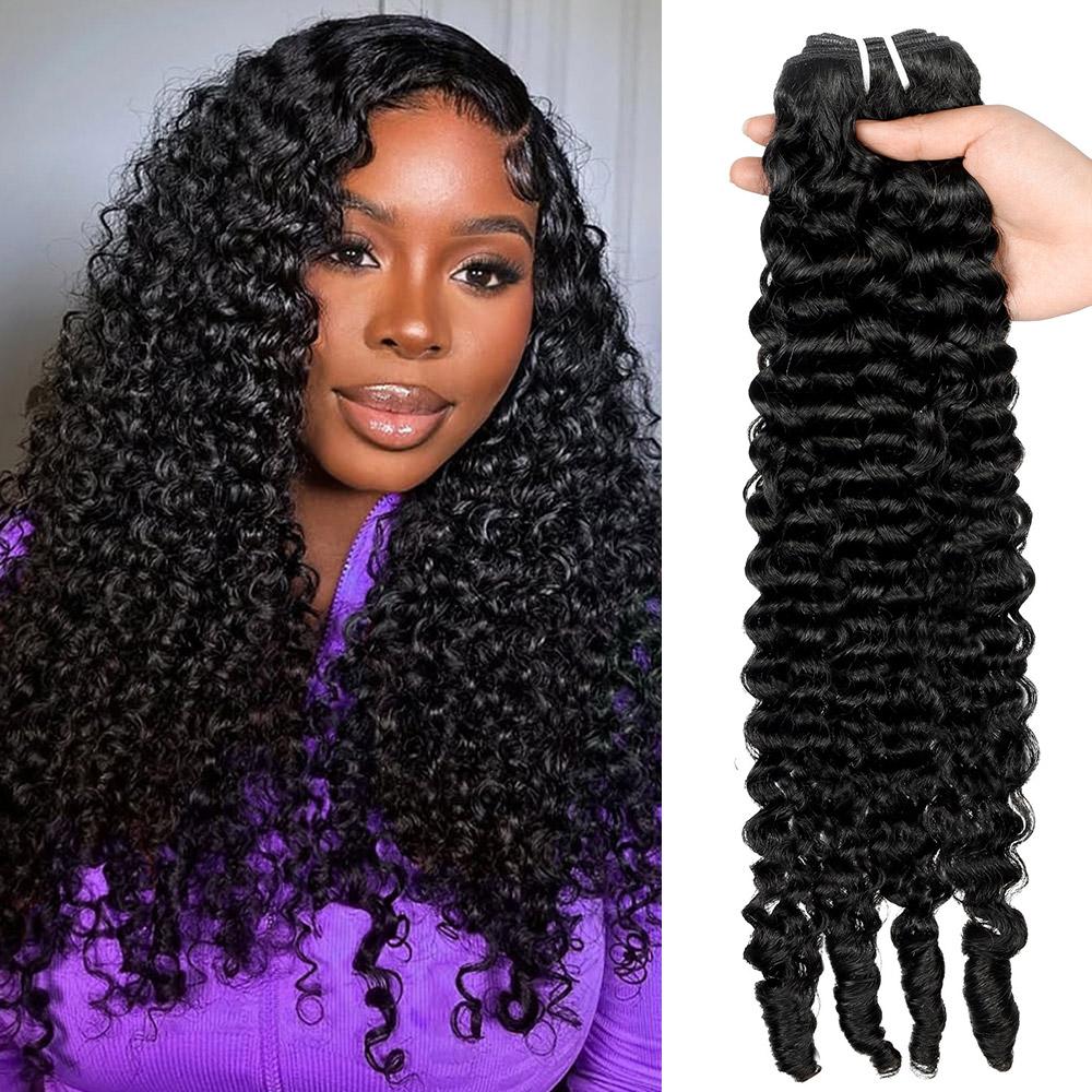 Ishow 12A Brazilian Burmese Curly Human Hair Water/Deep Wave Human Hair Bundles 1/3/4 Pcs Lot Water/Deep Wave Quick Weave 3 Bundles With Lace Closure