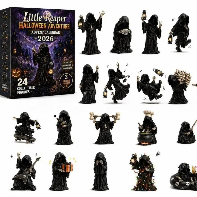 Halloween Advent Calendar 2026, 24 Day Surprise Box with Mini Grim Reaper Collectible Figures, Spooky Countdown Calendar Gift for Halloween Decor & Collectors,Countdown Gift for Halloween Decor shop of horror
