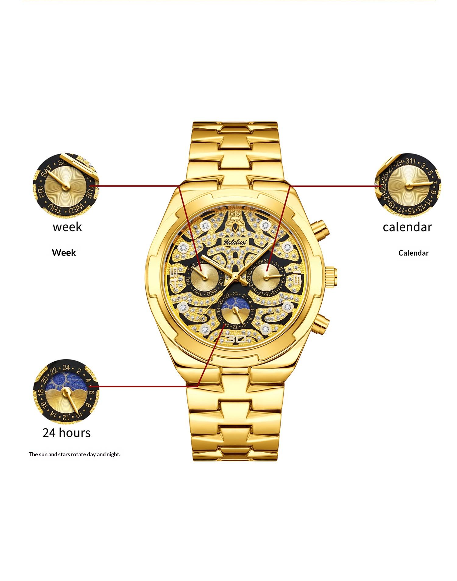 Luxury Fashion Couple Watch Set, Stainless Steel Band, Business Style His & Hers Watches, Waterproof Luminous Analog Wristwatch
