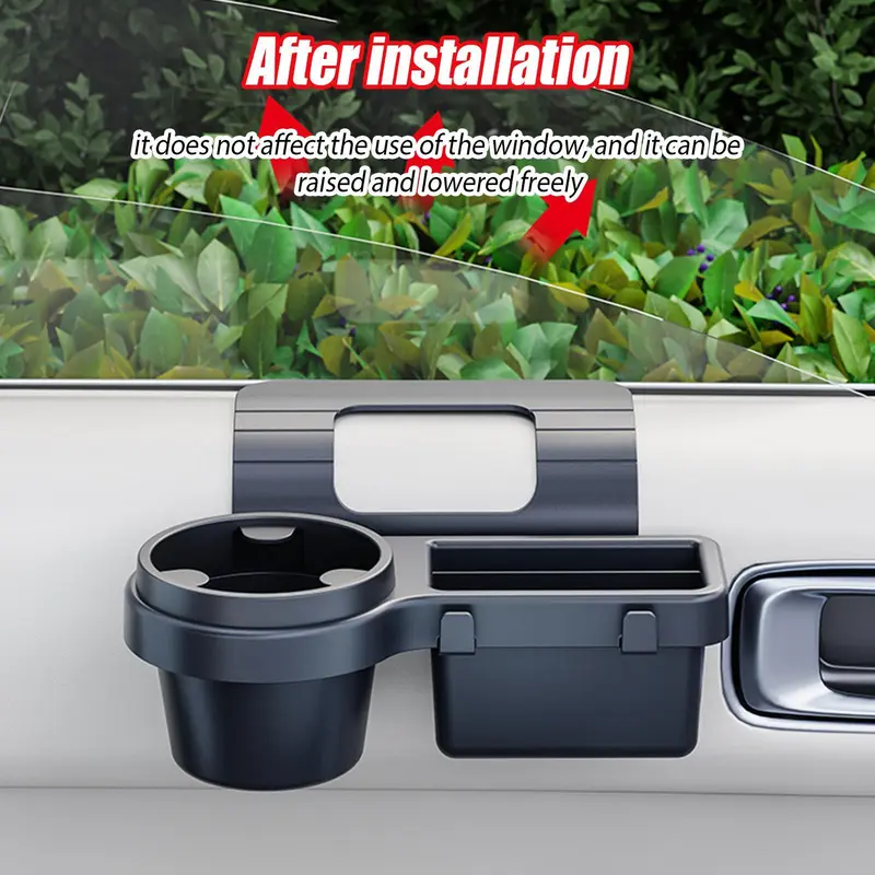Phone storage and charging cable opening in car door organizer