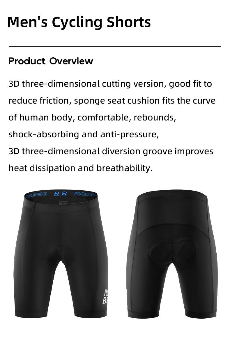 ROCKBROS Men's Cycling Shorts Sponge Padded Shorkproof Breathable Short Pants