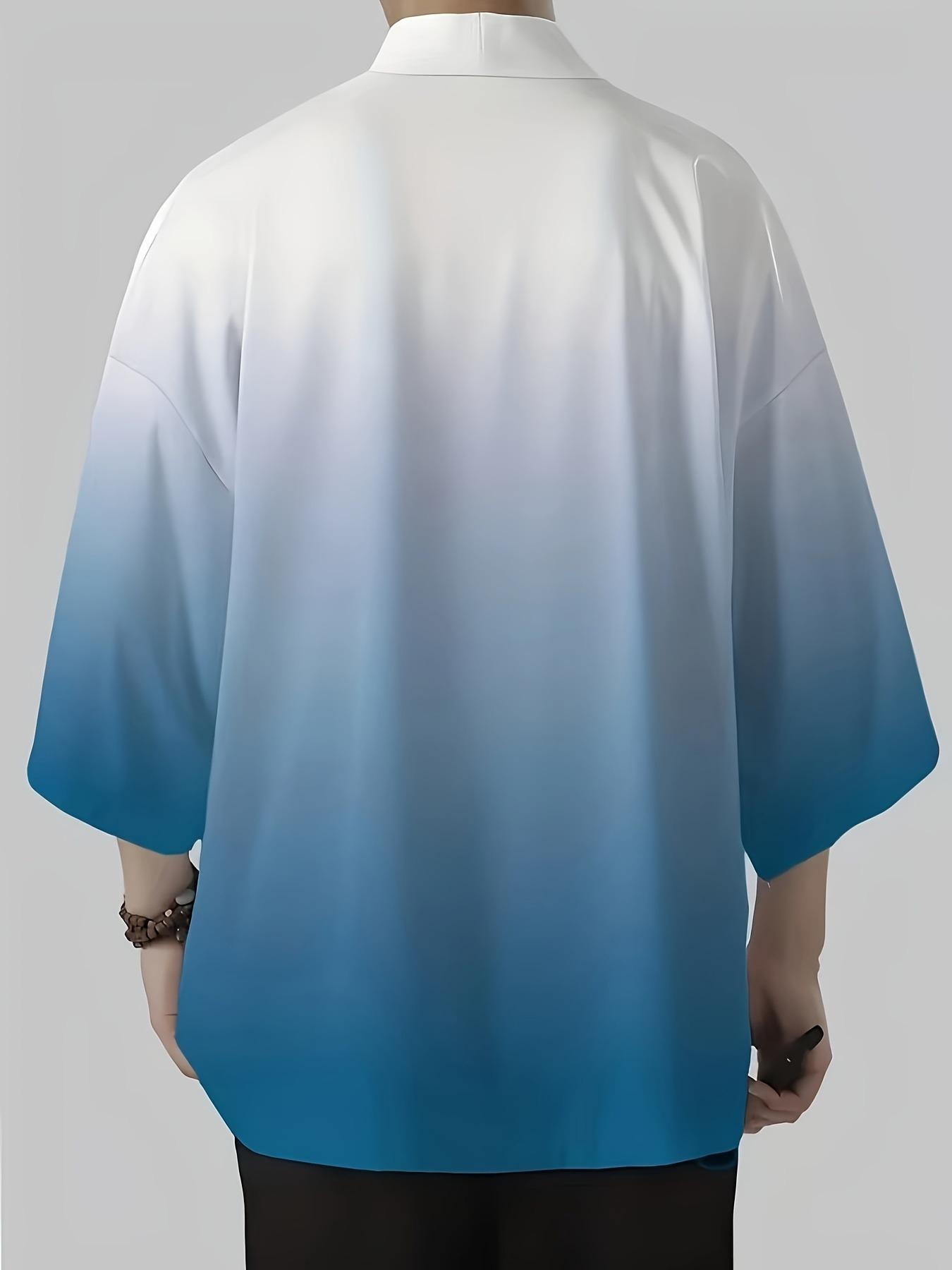 Gradient Kimono Cardigan, Japanese Fresh Style, Loose Breathable Fit for Spring Summer, Youth Trendy, Outdoor Casual Essential, Clothes