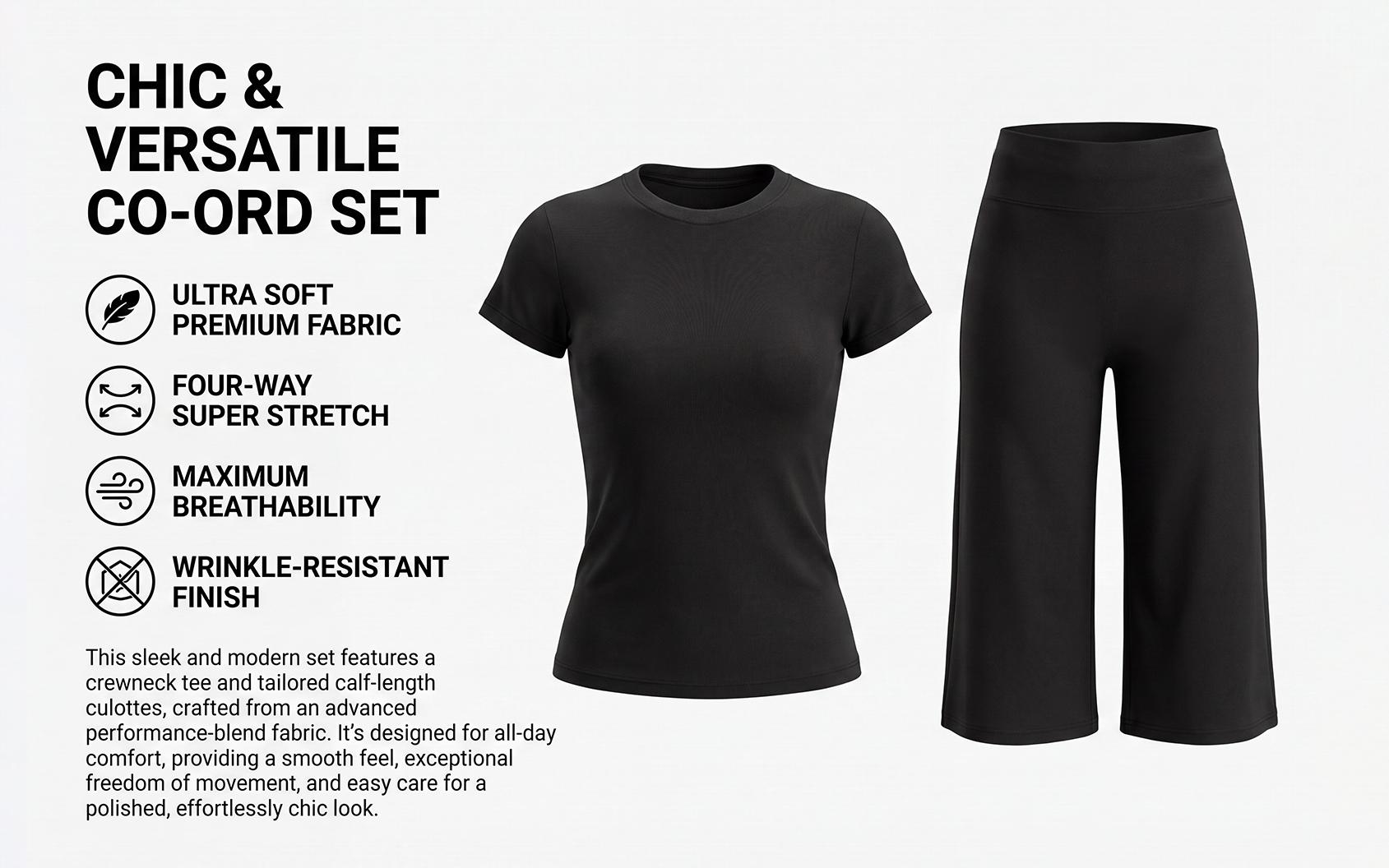 Women's Two-Piece Sporty Activewear Workout Set, Round Neck Short Sleeve T-Shirt and Wide Leg Shorts, Summer Casual Wear, Multiple Colors, Gym Friendly
