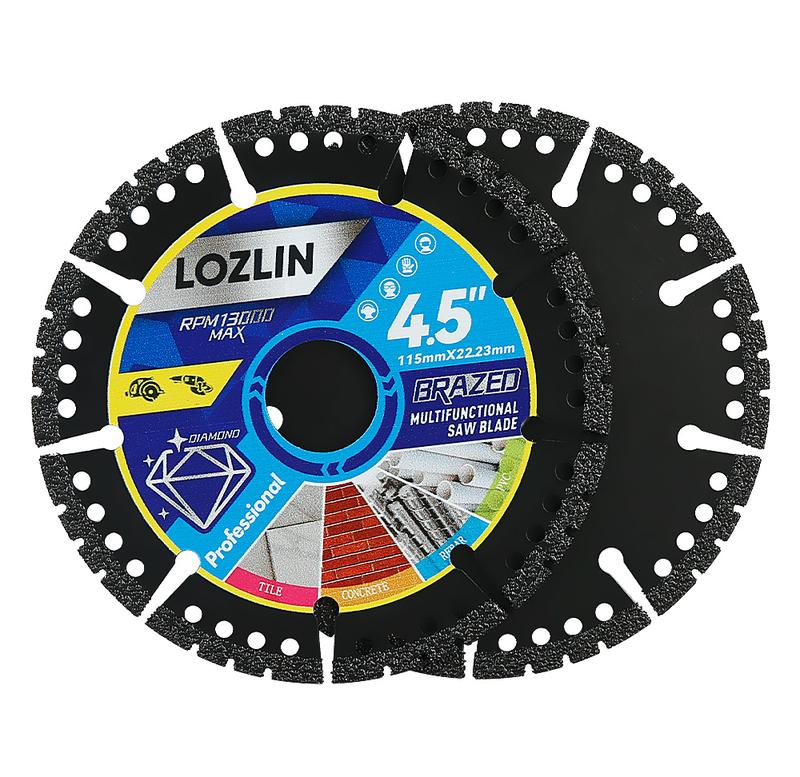 LOZLIN 3PCS 4.5" Multi-Material Cutting Blades - Dry Cut Metal,  Tile, Stone & Plastic - Angle Grinder Saw Blades for Alloy, Cast Iron & Marble (115mm) Tool Accessories