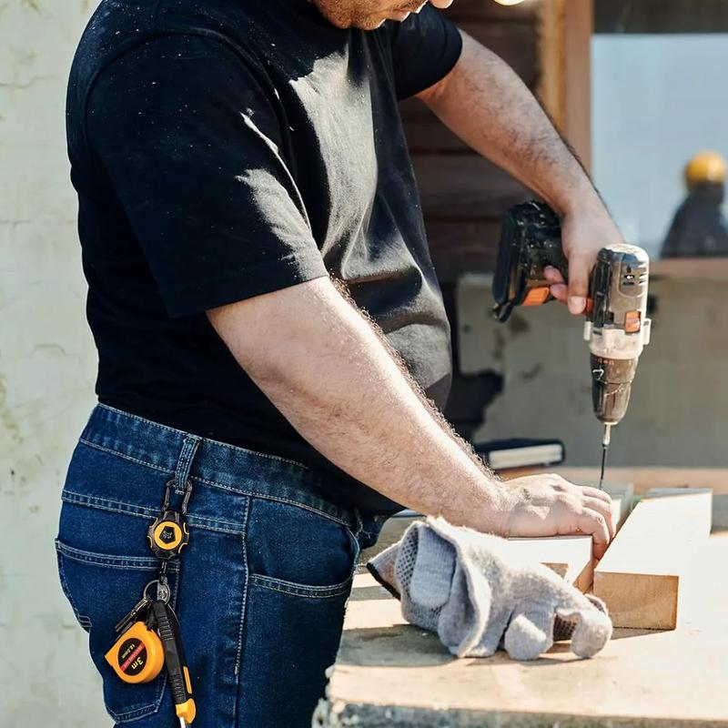 MNGARISTA 2-Pack Upgraded Retractable Keychain, 10 OZ Retraction, 31.5" Stainless Steel Cord, Heavy Duty Carabiner Badge Holder, ID Badge Reel with Badge Strap and Key Ring