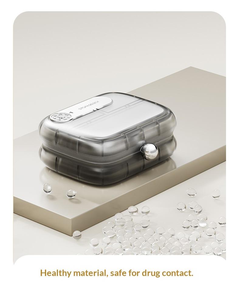 Portable small pill box for daily medication, sealed and moisture-proof, suitable for carrying with you, transparent pill box for use seven days a week