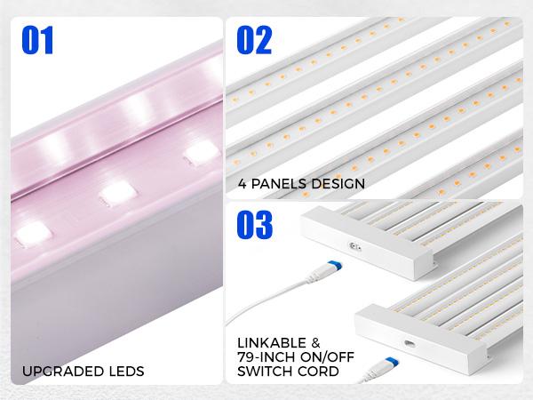 Barrina TX-L84 4FT LED Grow Light, 84W, 4 Panels Wider Coverage, Full Spectrum, High PPFD, Super Bright, Linkable, Hanging Fixture, Plant Stand with Grow Light for Indoor, Seeding, 1 Pack