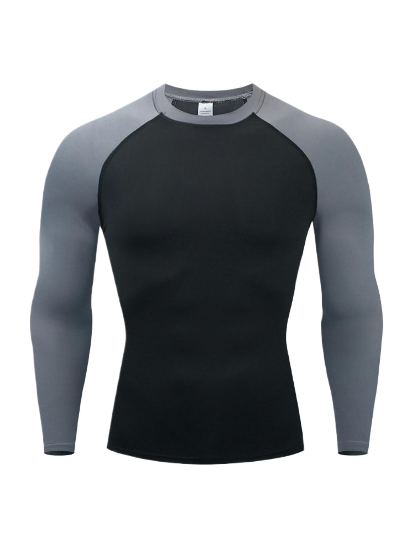 5 Pack Men's Long Sleeve Shirts Moisture WickingSweatproof Sunscreen Men's Quick Dry Breathable ColorBlock slim Long Sleeve T Shirt, Comfortable High StretchBase Layer Men's Outdoor Jogging, Fitness Training ActivityTopS Athletic Running Tee