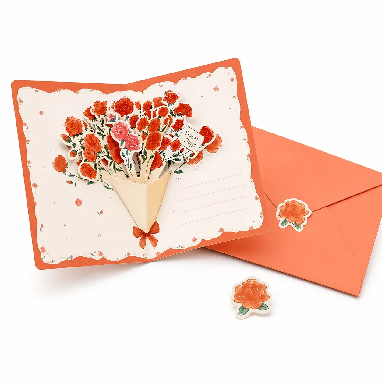 3D Flower Bouquet Birthday Card, Pop-Up Card, Surprise Gift for Loved Ones, Friends' Birthday, Family Birthday, 3D Greeting Card